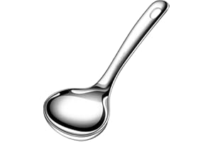 316 Stainless Steel Soup Spoon – Extra-Deep Large-Head Kitchen Ladle for Soups, Noodles & Stews, Mirror-Polished Seamless Des