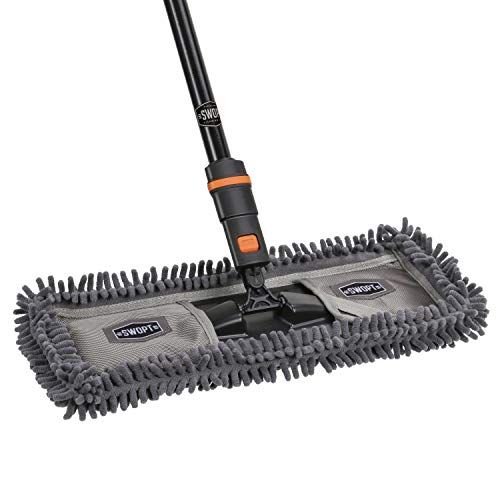 18" SWOPT Dust Mop w/Microfiber Combo - 60" Steel Handle - Handle Interchangeable with Other SWOPT Cleaning Tools - Machine Washable Dust Mop - Clean Hard-to-Reach Areas of Your Home - Thumbnail 7
