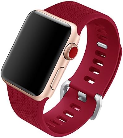 For Apple Watch Band,Guangzhi Soft Silicone Replacement Wrist Strap Band with Aluminum Buckle for iWatch Apple Watch Series 3,Series 2,Series 1,Sport,Edition,38mm,Rose Red