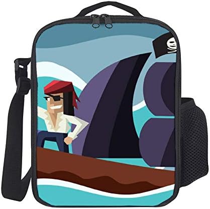 Lunch Bag Portable Thermal Insulated Picnic Lunch Bag Lunch Box with Shoulder Strap for Hot Or Cold Groceries Cartoon Pirate for Kids Children Tote for Women Men Adult Kids Teens Boys