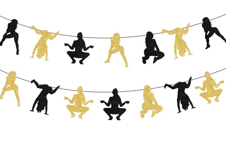 Photo 1 of Cheereveal Twerk Banner Garland Set, Pole Dance Party Decorations Funny Birthday Banner for Bachelorette Stripper Party Supplies