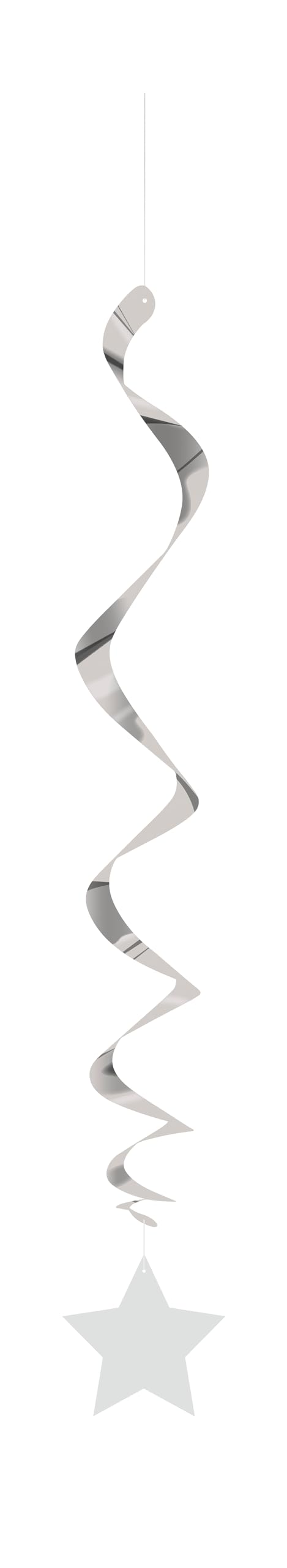 Silver Solid Hanging Swirl Decorations (66cm) Pack of 3 - Elegant Hanging Décor for Parties & Events, 26"