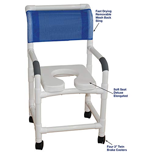 MJM International 118-3TW-SSDE Standard Shower Chair with Soft Seat, Royal Blue/Forest Green/Mauve
