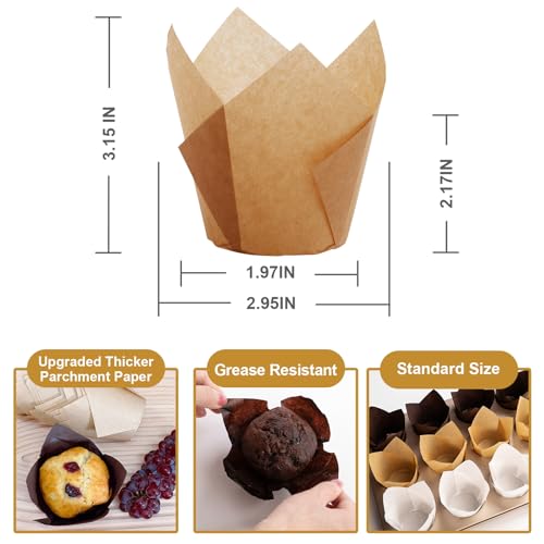 200pcs Tulip Cupcake Liners, Premium Muffin Liners Holders for Baking