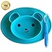 Silicone Baby Placemat [Happy Bear] Silicone Placemat For Toddlers Plus 1 Baby Spoon by Magnetor Plus (Blue)