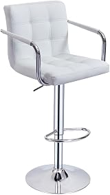 Panana Cuban Bar Chairs with Armrest, Height Adjustable, 360° Swivel, White view 6