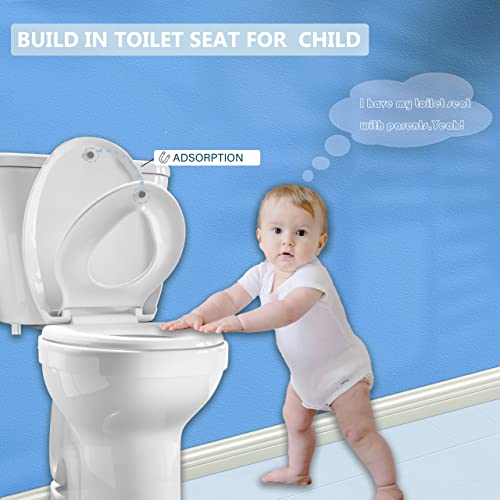 Elongated Toilet Seat Adult/Child,BuiltIn Potty Training Seat, Soft