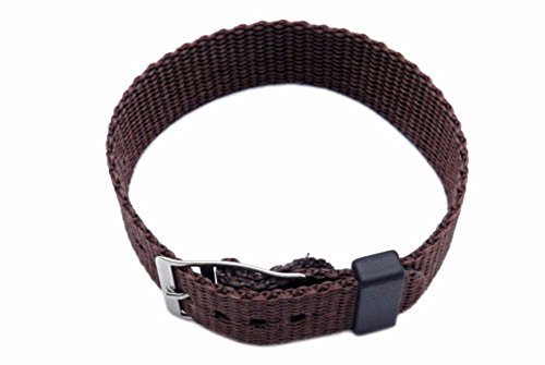One Piece Slip Thru Nylon Sport Watch Band Strap 20mm Brown