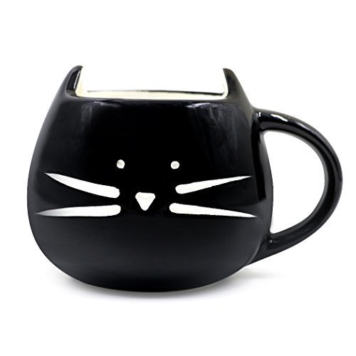 Teagas Lovely Cute design Morning Cat Mug,Glossy Black 350ml - Thumbnail 4