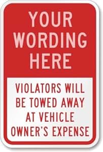 Amazon.com: Custom text Violators Will be Towed Away at Vehicle Owner's Expense Sign, 18" x 12 ...