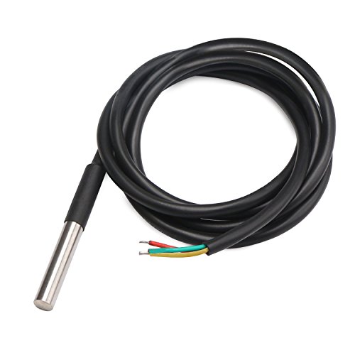 DROK Waterproof Temperature Sensor DS18B20-55℃ to +125℃ 1 Meter/39.37" Digital Temperature Probe Thermometer