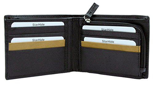 Men's Wallets RFID Blocking High Quality Soft Real Leather Wallet With A  Secure Zipped Coin Pocket Purse Boxed 110 (Black)