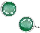 PeenZonePEEN ZONE WE DELIVER THE ACTUAL JEWELRY 925 Silver with Emerald Stud Earrings for Women, Silver