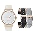 WRISTOLOGY Olivia Womens Rose Gold Crystal Boyfriend Watch Set 3 Straps Grey, Black Beige Leather Bands