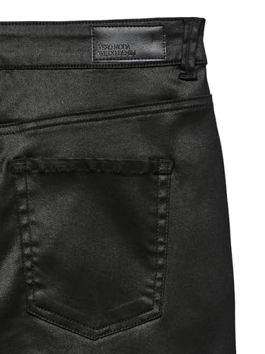 Vero Moda Women's Vmflash Mr Skinny Coated Pants Noos Jeans, Black, XL