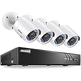 ANNKE Security Camera System 1080P H.264+ 8CH Video DVR and (4) 2.0MP 1080P FHD Weatherproof Cameras, Remote Access, Smart Search/Playback, Email Alert with Snapshots, NO HDD