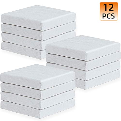 STARVAST Mini Painting Canvas Panels 6 X 6" Pack of 12, Cotton Pre Stretched Canvas Boards For for Artists, Students & Kids Making Small Acrylics Oil Projects