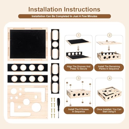 Last page® Cat Scratch Puzzle Enrichment Box, Maze Cat Nail File Scratcher & Built-in Sandpaper, Wooden Cat Nail File Enrichment Box, Stress-Free Alternative to Trimming Your Nails