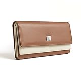 RFID Wallet Ladies Two Tone Dual Compartment Clutch - Best Quality Leather - Stops Electronic Pickpocketing