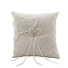 AmaJOY Satin and Lace Wedding Ring Pillow Cushion Embroider Flower with Bow , 8 Inch (21cmx 21cm) Ring Bearer for Beach Wedding, Wedding Ceremony