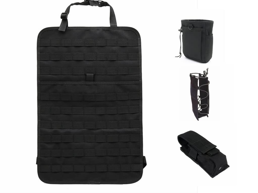 OAREA Tactical MOLLE Car Seat Back Organizer With Bottle/Flashlight/Recycle Pouch Car Seat Back Organizer Seat Cover Protector Universal Fit Multicolor