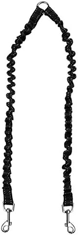 PiBridge Elastic Bungee Dog Leash Coupler, Adjustable Nylon Training Leash, 2 Dogs Leash Splitter Twins 2Dog Leads, Basic Pet Leash Flexible Lead Ropes Training Dog Lead for 2 Dogs (Two heads, Black)