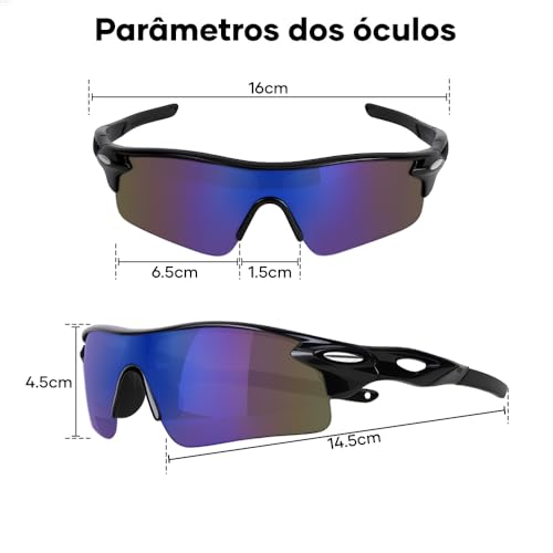 Trailabo Óculos de Sol Esportivos, Óculos de Ciclismo, Proteção UV, com Lentes Âmbar e Cinza, Polarizadas, Adequadas para Ciclismo, Corrida e Atividades ao Ar Livre