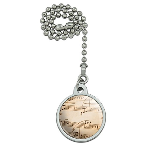 Vintage Sheet Music Notes Musical Score Musician Ceiling Fan and Light Pull Chain