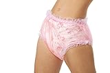 Adult Baby Diaper Lover ASC Pink Frilly Plastic Diaper Covers (Medium)