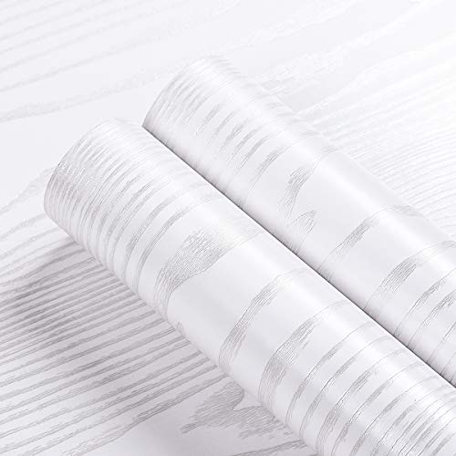 Livelynine White Peel and Stick Wallpaper Wood Contact Paper for