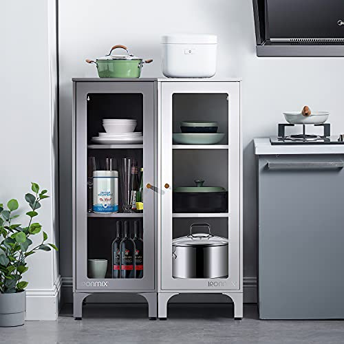 IRONMIX Home Storage with 2 Adjustable Shelves1 Acrylic Door with Alloy Handle