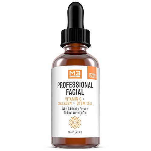 M3 Naturals Professional Facial Vitamin C Infused with Collagen Stem Cell and Patented Fision Wrinkle Fix 1 FL OZ