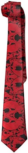 Red Fire Sugar Skull Men's Tie Long Necktie Skinny Neckwear Silk
