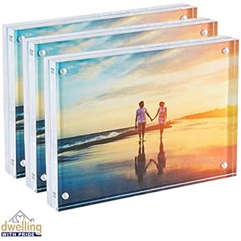 Dwelling With Pride Acrylic Picture Frame Set of 3-5x7 Inch - Acrylic Photo Frame - Collage Stand for Family Photographs - Clear Picture Frame for Office Desk & Side Table - Wedding Gifts