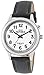 Five Senses talking watch, silver-tone women's watch, black/tan watch band