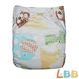 LBB Baby Cloth Diapers Pocket Diapers With 2 Inserts, One Size, Elephant