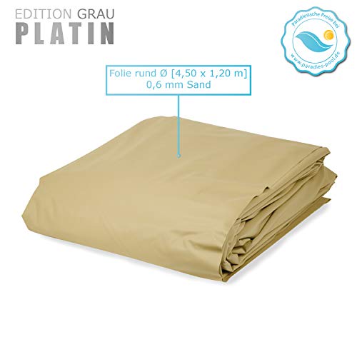 Paradies Pool® Edition grau Komplettset Platin Tief rund, 450x120cm (Ø x H), Stahlwandbecken grau, Poolplane in Sand 0… – Bild 6