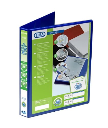 Emgee Presentation Ring Binder PVC 4 D-Ring 25mm Capacity A4 Blue Ref 560312 [Pack of 6]