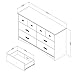 South Shore Tiara 6-Drawer Double Dresser, Pure White with Jewel-Like Handles