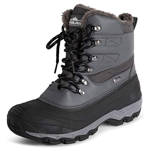 Polar Men Waterproof Deep Outsole Footprint Fully Faux Fur Lined Winter Durable Snow Boots