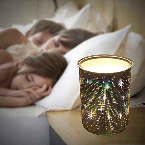 Singeek Glass Electric Oil Warmer Candle Warmer Wax Tart Burner,Perfect Aroma Decorative Lamp for Home Office Gifts & Decor(3D Stars) - Thumbnail 2