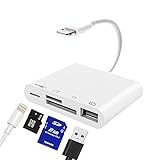 Cisharua iPad Sd Card Reader - iPhone Sd Card Reader - 4 in 1 Lightning to USB Camera Adapter Kit SD TF Card Reader, iPhone to USB OTG Adapter Cable iPhone iPad, Plug Play