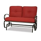 Patio Swing Glider Bench Outdoor Cushioed 2 Person Rocking Chair Garden Loveseat, Brick Red