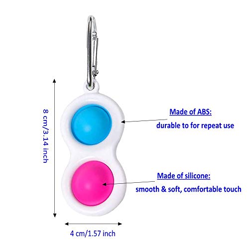 4PCS Simple Dimple Fidget Keychain, Mini Popping Fidget Toys Sensory Therapy Popper Portable Stress Relief Hand Toys for Kids and Adults in Office Home School（Muti-Colored)