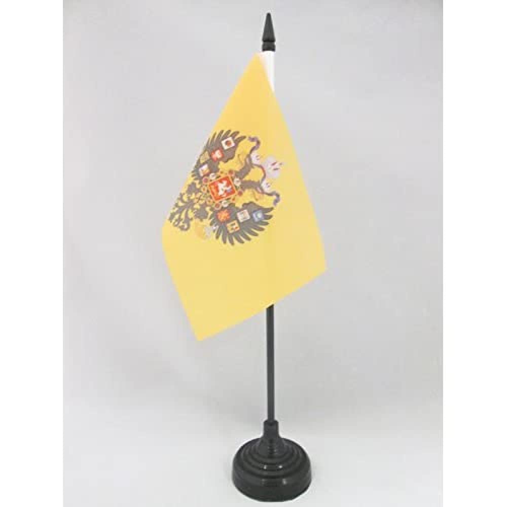 AZ FLAG - Russia WWI Table Flag 4'' x 6'' - Imperial Russian Office Mini Banner 100% Polyester 15 x 10 cm - Mini Desk Flag with 10'' Pole and Black Plastic Base