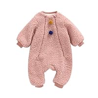 MINKOU Baby Jumpsuit,Infant Baby Girls Boys Solid Bear Zipper Warm Thick Jumpsuit Romper Clothes (Pink, 100)