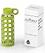 purifyou Premium 32/22 / 12 oz Glass Water Bottle with Non-Slip Silicone Sleeve & Stainless Steel Lid Insert, (Pastel Green, 12 oz)