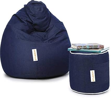 Stylecraft Denim Bean Bag With Stool in XX-Large, Without Beans -Blue