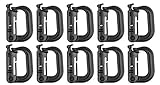 XTACER Tactical Multipurpose D-Ring Locking Hanging Hook Tactical Link Snap Keychain for Molle Webbing (Black-Button Release (10-Pack))
