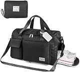 Flintronic Lightweight Travel Gym Duffel Foldable 50L Wet Dry Black view 2